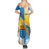 Personalized Islas Canarias Family Matching Summer Maxi Dress and Hawaiian Shirt Coat Of Arms With Argyranthemum Frutescens