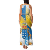 Personalized Islas Canarias Family Matching Tank Maxi Dress and Hawaiian Shirt Coat Of Arms With Argyranthemum Frutescens