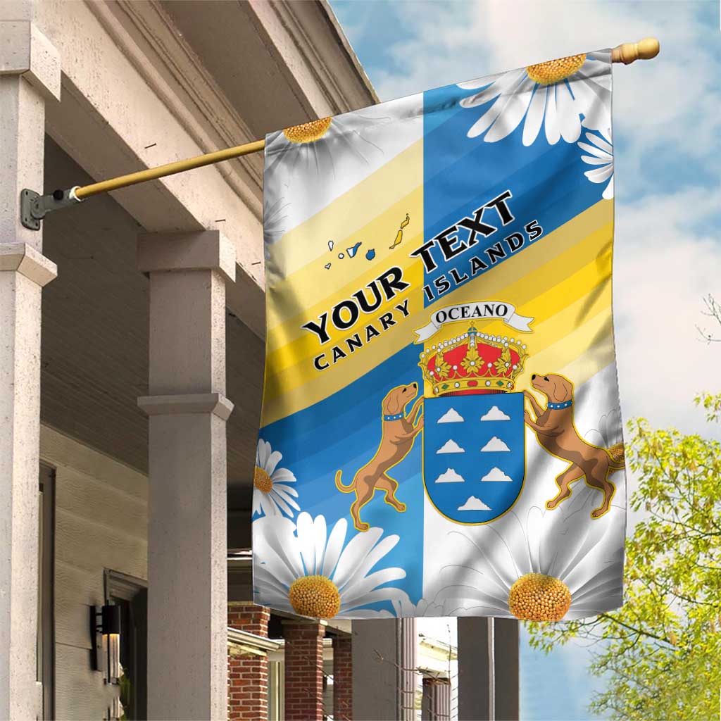 Personalized Islas Canarias Garden Flag Coat Of Arms With Argyranthemum Frutescens