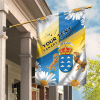 Personalized Islas Canarias Garden Flag Coat Of Arms With Argyranthemum Frutescens