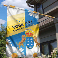 Personalized Islas Canarias Garden Flag Coat Of Arms With Argyranthemum Frutescens