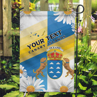 Personalized Islas Canarias Garden Flag Coat Of Arms With Argyranthemum Frutescens