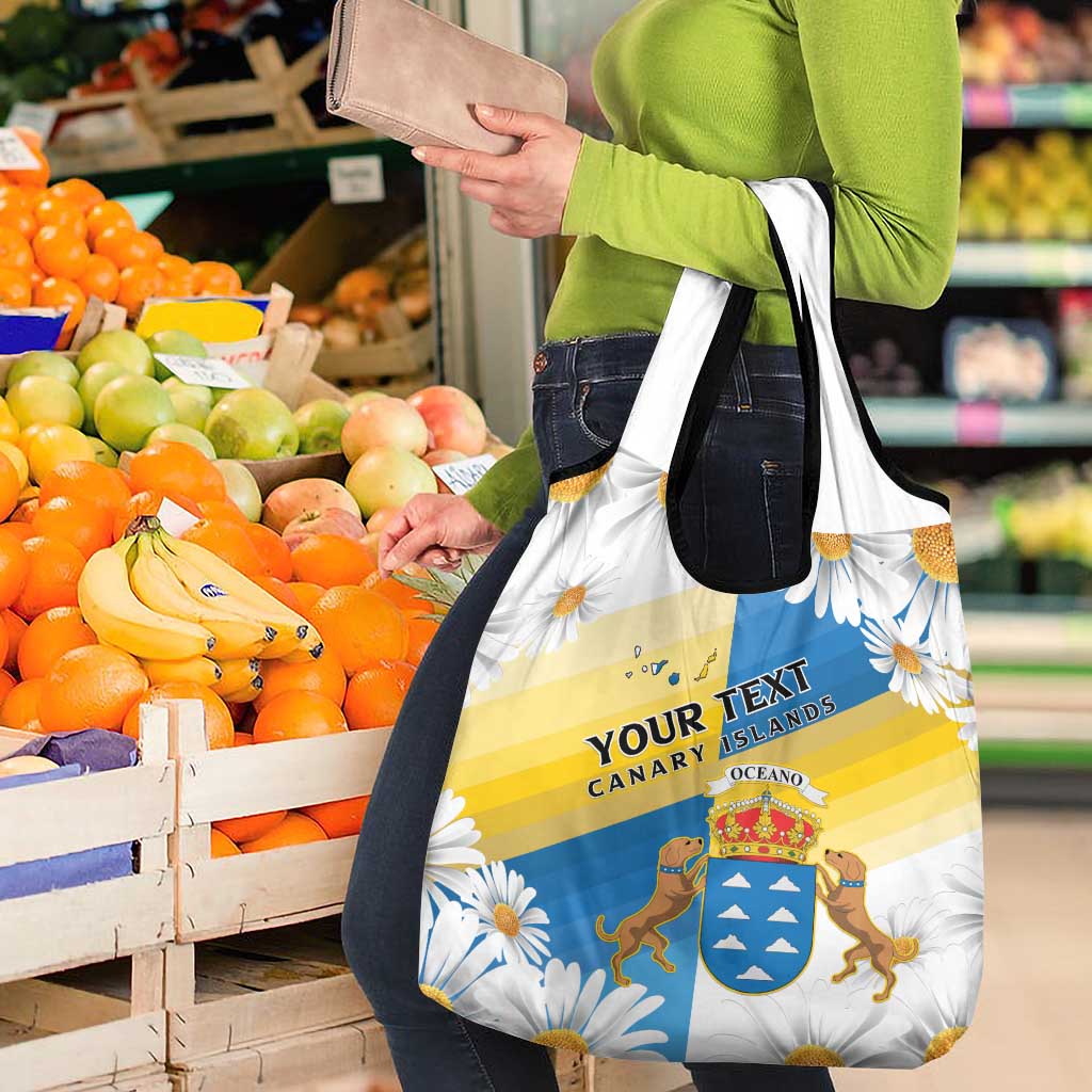 Personalized Islas Canarias Grocery Bag Coat Of Arms With Argyranthemum Frutescens