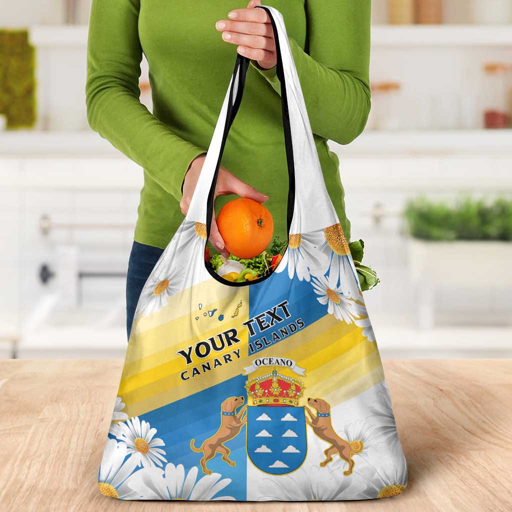 Personalized Islas Canarias Grocery Bag Coat Of Arms With Argyranthemum Frutescens