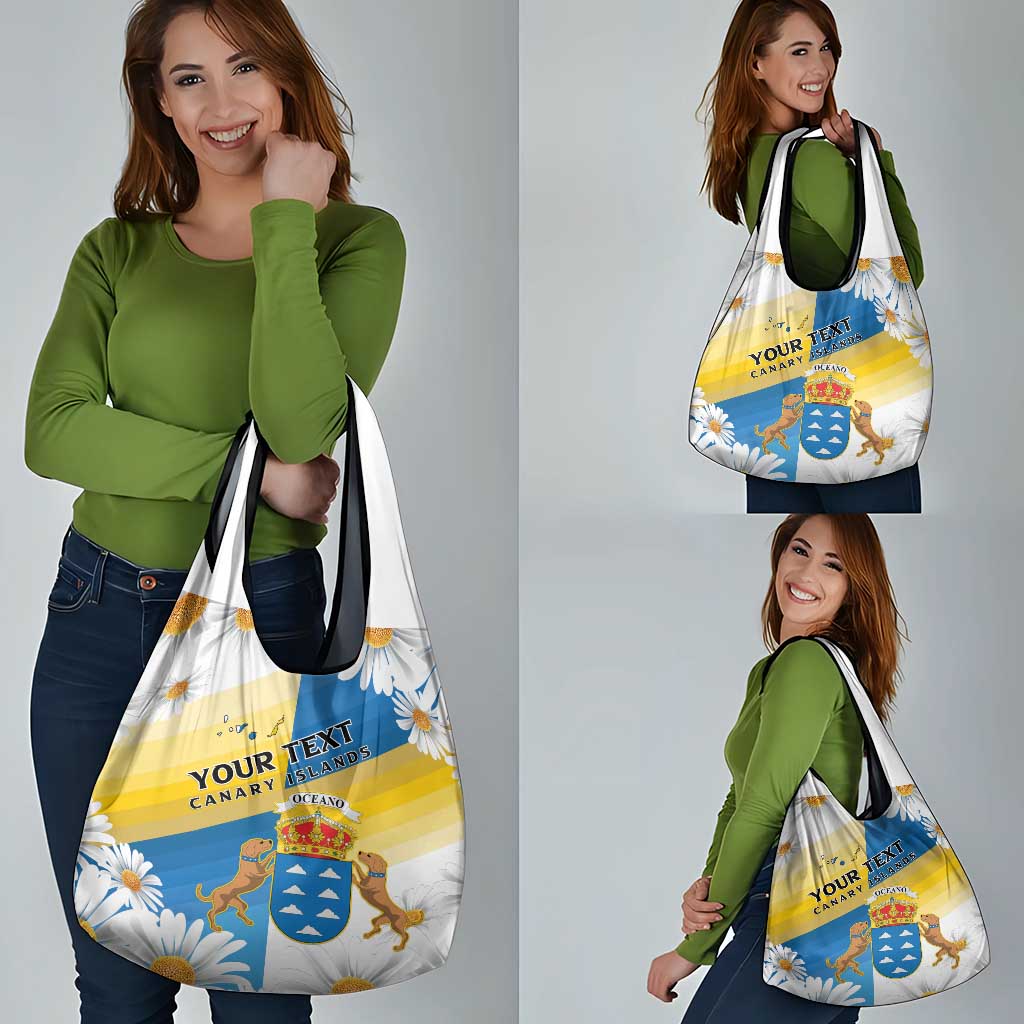 Personalized Islas Canarias Grocery Bag Coat Of Arms With Argyranthemum Frutescens