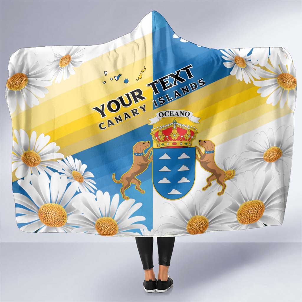 Personalized Islas Canarias Hooded Blanket Coat Of Arms With Argyranthemum Frutescens
