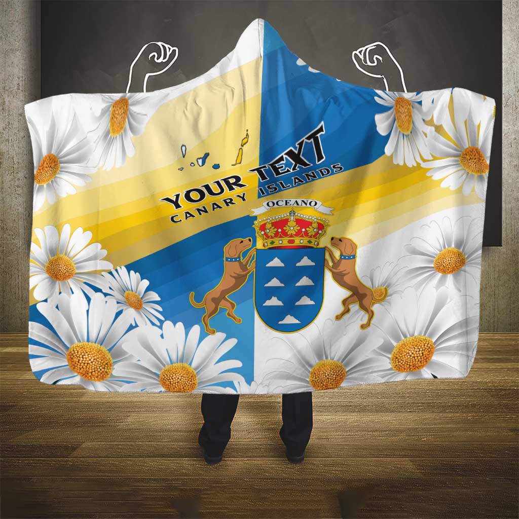 Personalized Islas Canarias Hooded Blanket Coat Of Arms With Argyranthemum Frutescens