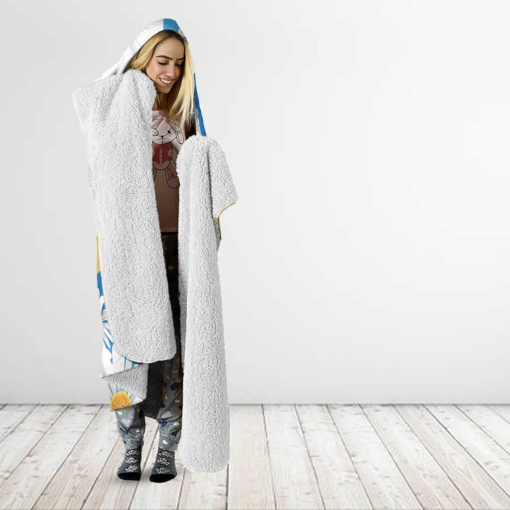 Personalized Islas Canarias Hooded Blanket Coat Of Arms With Argyranthemum Frutescens