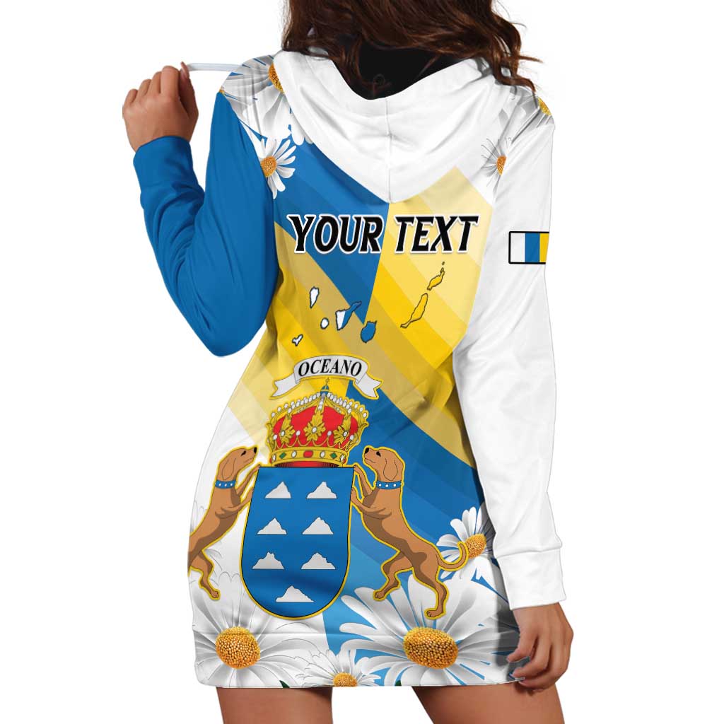 Personalized Islas Canarias Hoodie Dress Coat Of Arms With Argyranthemum Frutescens
