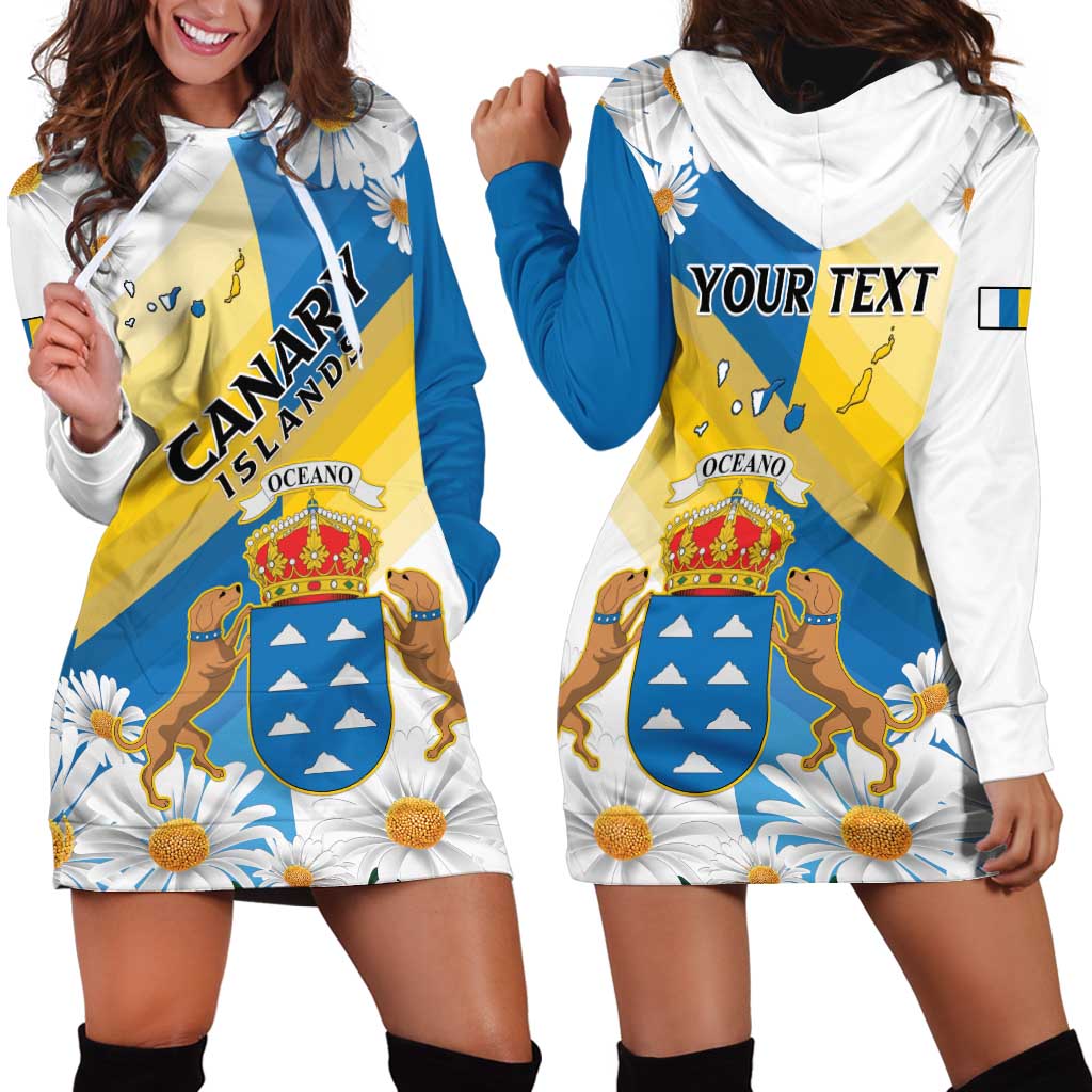 Personalized Islas Canarias Hoodie Dress Coat Of Arms With Argyranthemum Frutescens