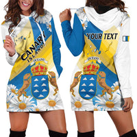 Personalized Islas Canarias Hoodie Dress Coat Of Arms With Argyranthemum Frutescens
