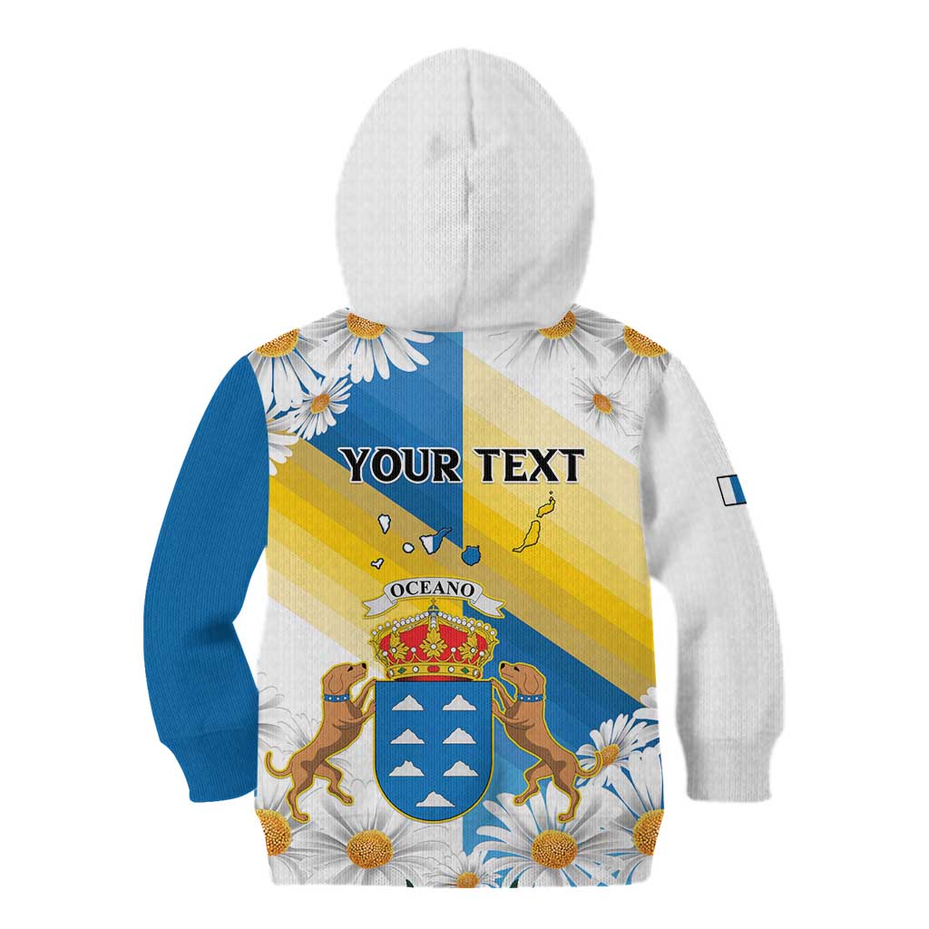 Personalized Islas Canarias Kid Hoodie Coat Of Arms With Argyranthemum Frutescens