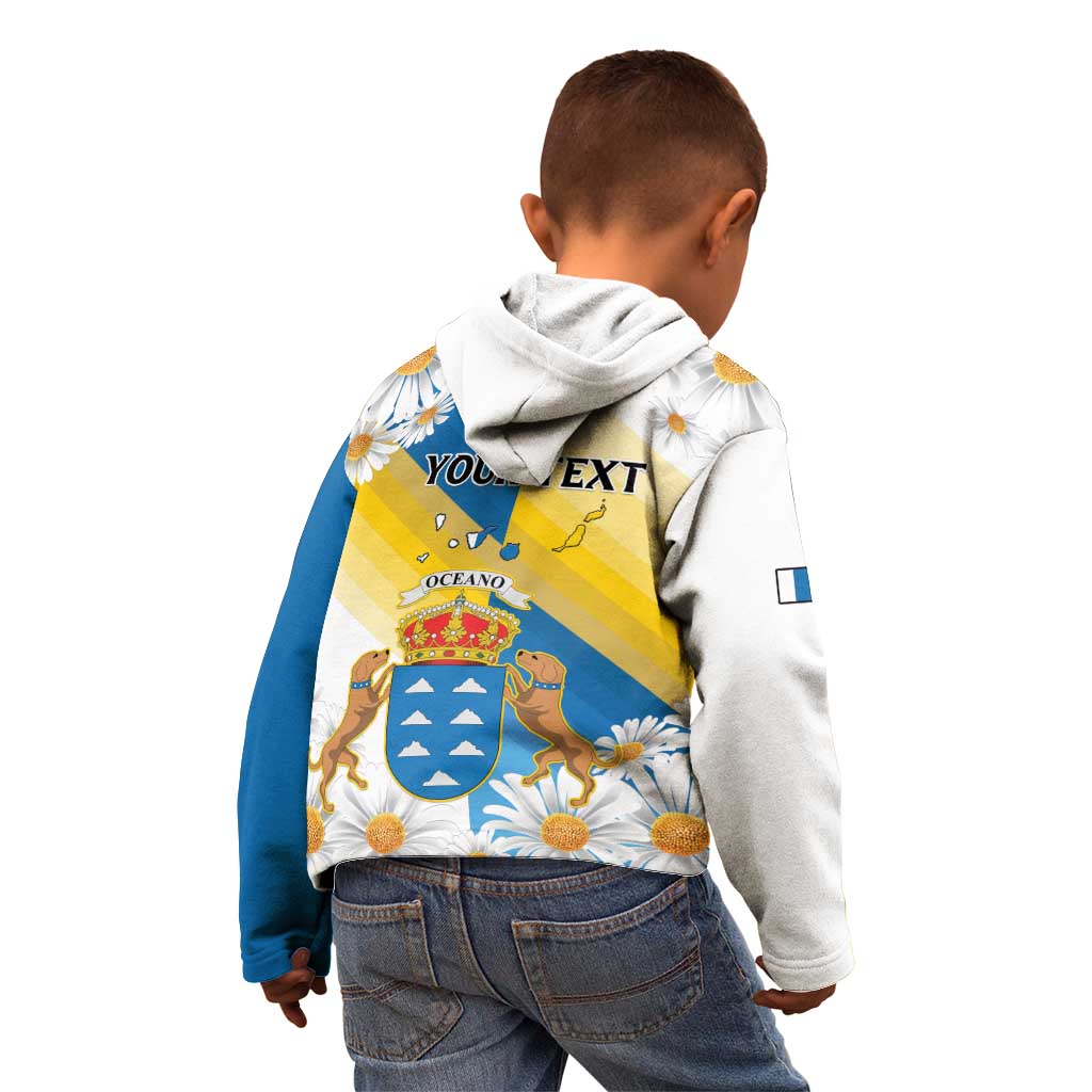 Personalized Islas Canarias Kid Hoodie Coat Of Arms With Argyranthemum Frutescens