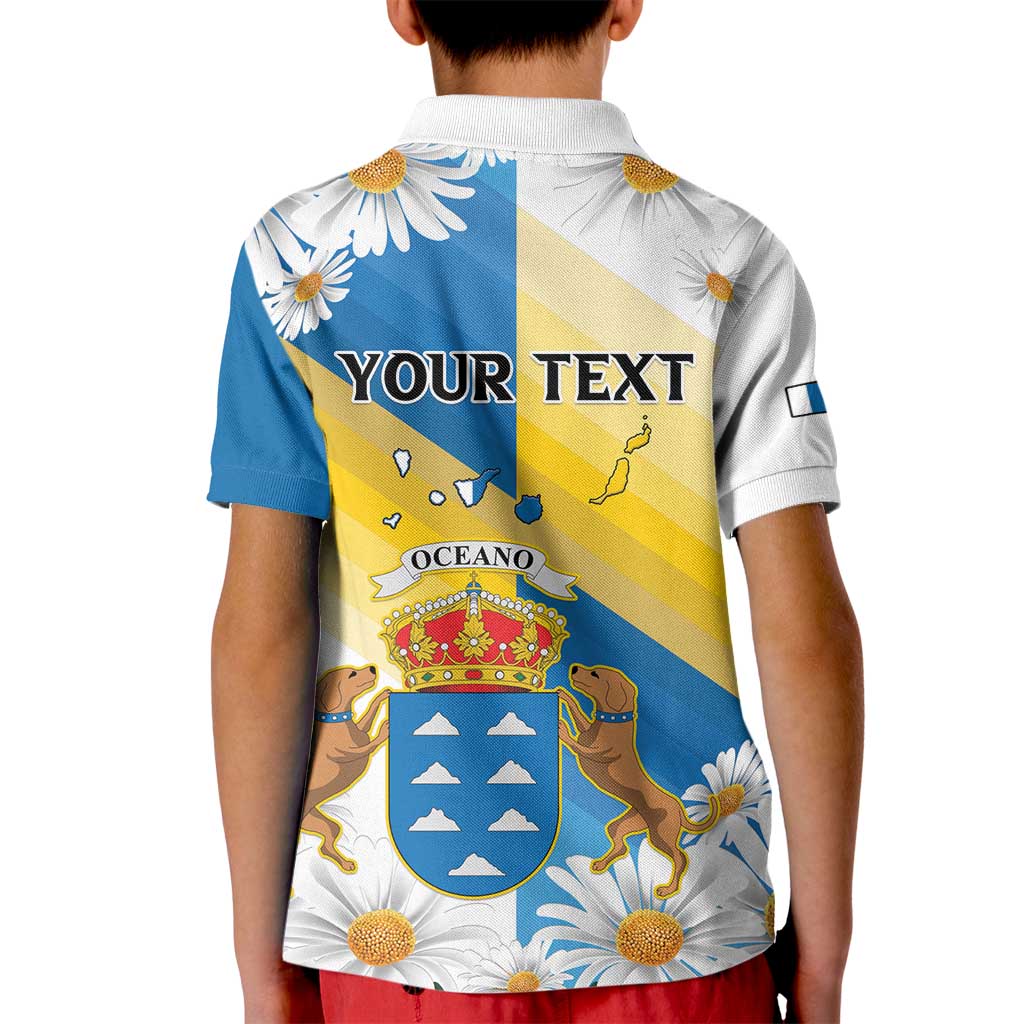 Personalized Islas Canarias Kid Polo Shirt Coat Of Arms With Argyranthemum Frutescens