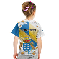 Personalized Islas Canarias Kid T Shirt Coat Of Arms With Argyranthemum Frutescens