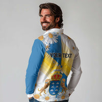 Personalized Islas Canarias Long Sleeve Polo Shirt Coat Of Arms With Argyranthemum Frutescens