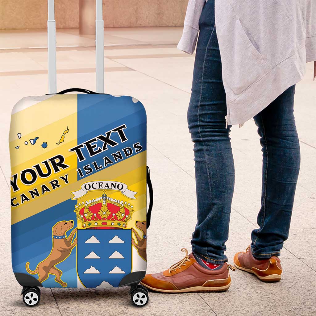 Personalized Islas Canarias Luggage Cover Coat Of Arms With Argyranthemum Frutescens