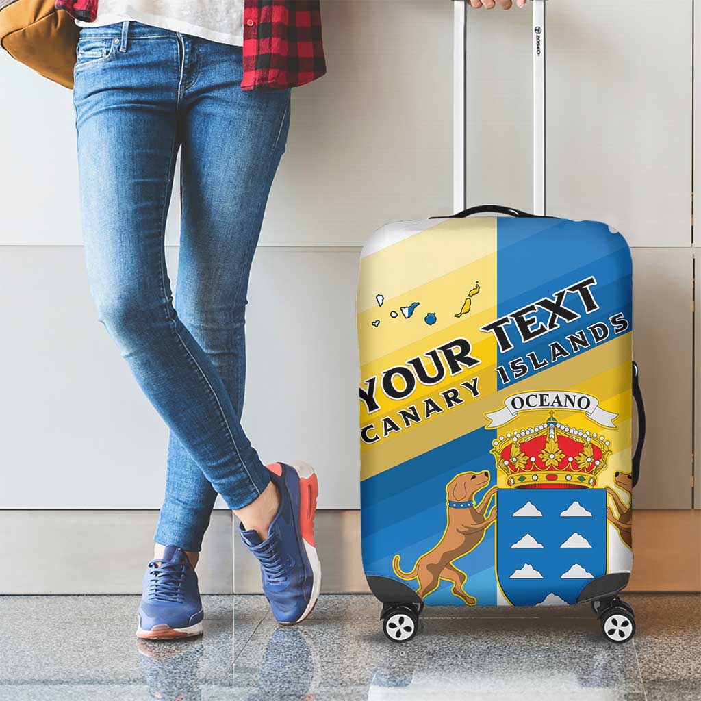 Personalized Islas Canarias Luggage Cover Coat Of Arms With Argyranthemum Frutescens