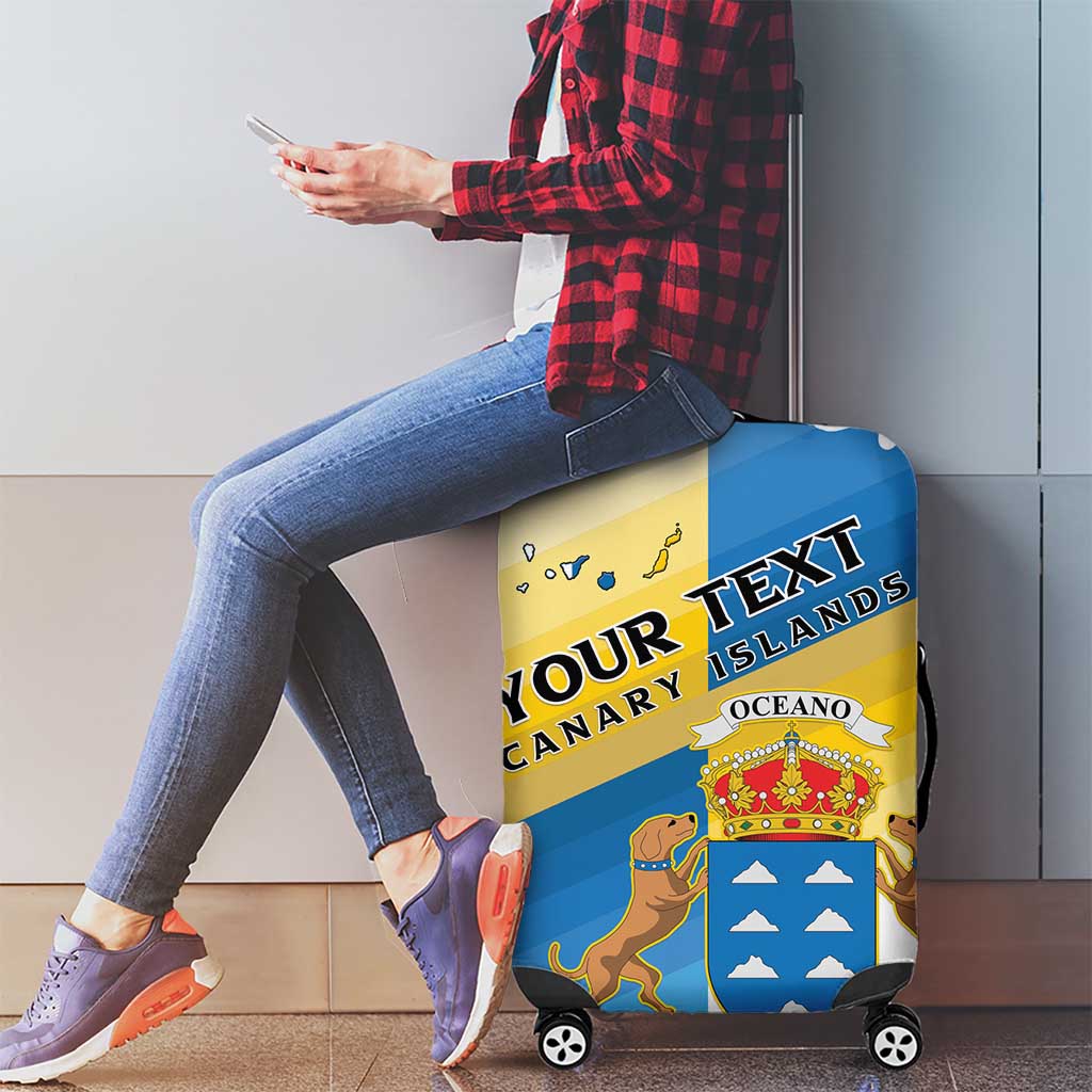 Personalized Islas Canarias Luggage Cover Coat Of Arms With Argyranthemum Frutescens