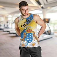 Personalized Islas Canarias Men Tank Top Coat Of Arms With Argyranthemum Frutescens