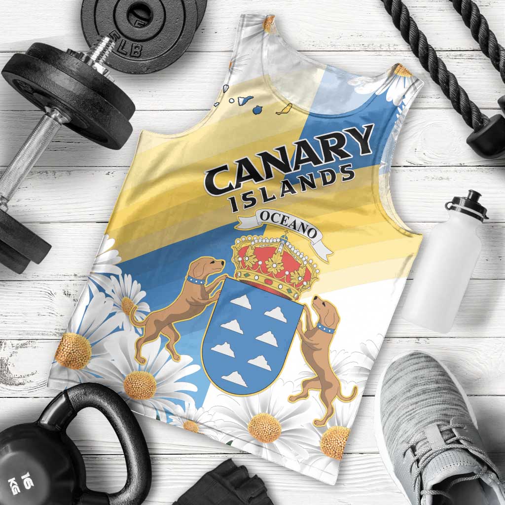 Personalized Islas Canarias Men Tank Top Coat Of Arms With Argyranthemum Frutescens