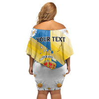 Personalized Islas Canarias Off Shoulder Short Dress Coat Of Arms With Argyranthemum Frutescens