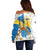 Personalized Islas Canarias Off Shoulder Sweater Coat Of Arms With Argyranthemum Frutescens
