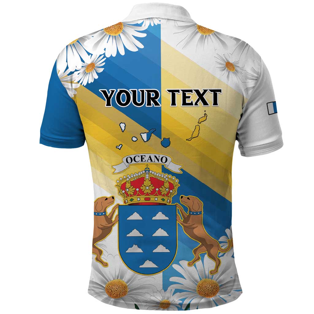 Personalized Islas Canarias Polo Shirt Coat Of Arms With Argyranthemum Frutescens