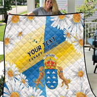 Personalized Islas Canarias Quilt Coat Of Arms With Argyranthemum Frutescens