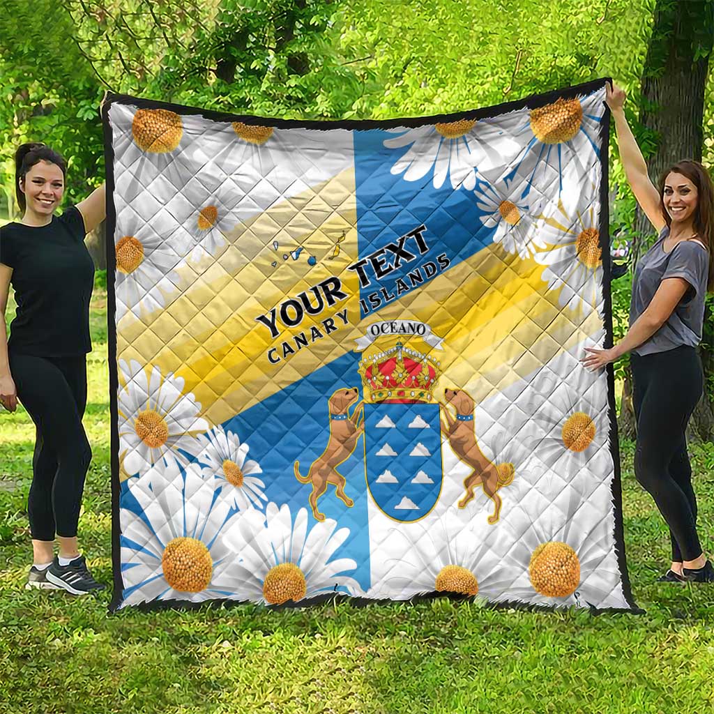 Personalized Islas Canarias Quilt Coat Of Arms With Argyranthemum Frutescens