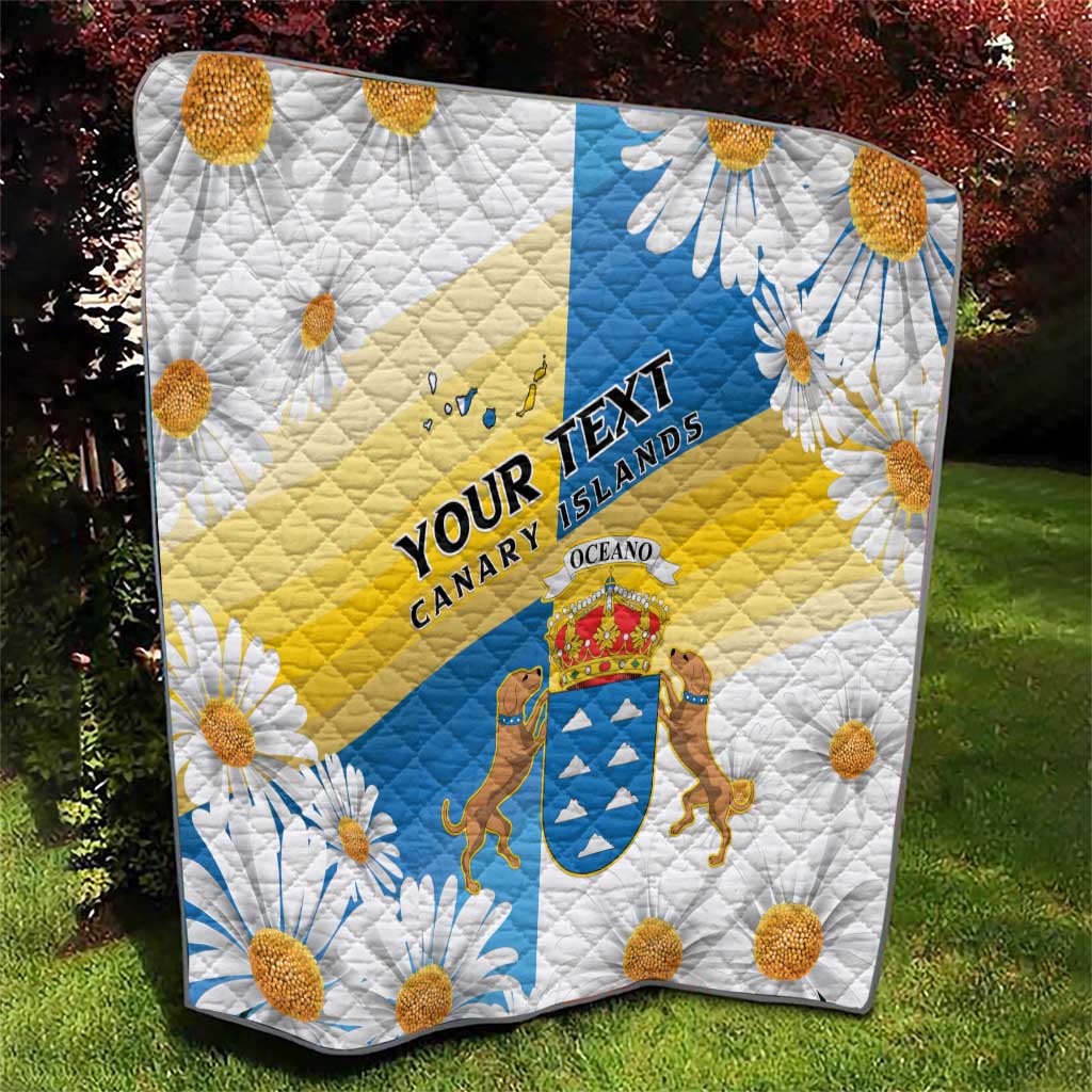 Personalized Islas Canarias Quilt Coat Of Arms With Argyranthemum Frutescens