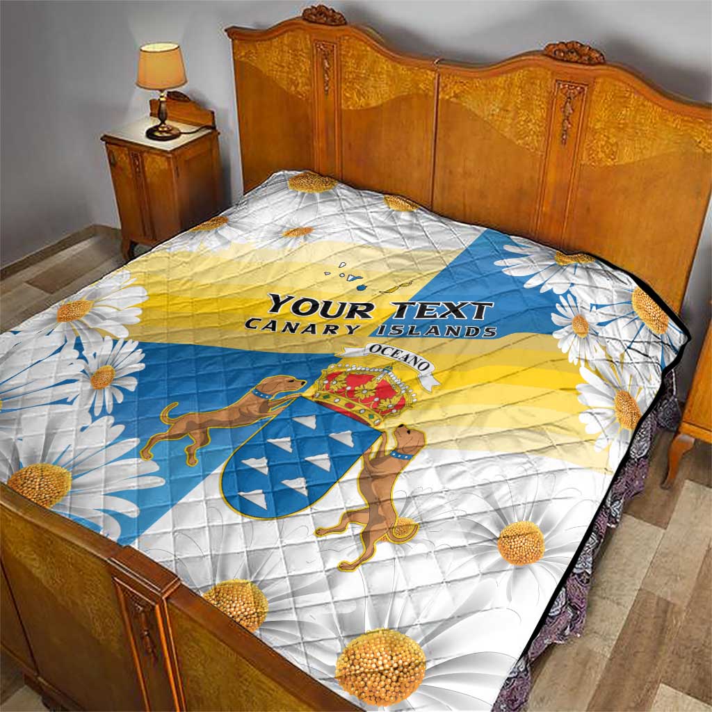 Personalized Islas Canarias Quilt Coat Of Arms With Argyranthemum Frutescens