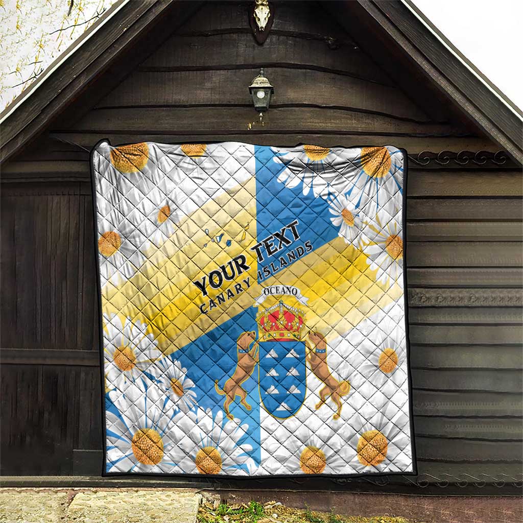 Personalized Islas Canarias Quilt Coat Of Arms With Argyranthemum Frutescens