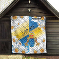 Personalized Islas Canarias Quilt Coat Of Arms With Argyranthemum Frutescens