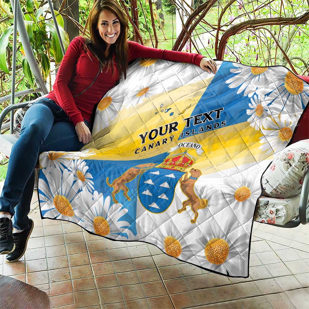 Personalized Islas Canarias Quilt Coat Of Arms With Argyranthemum Frutescens