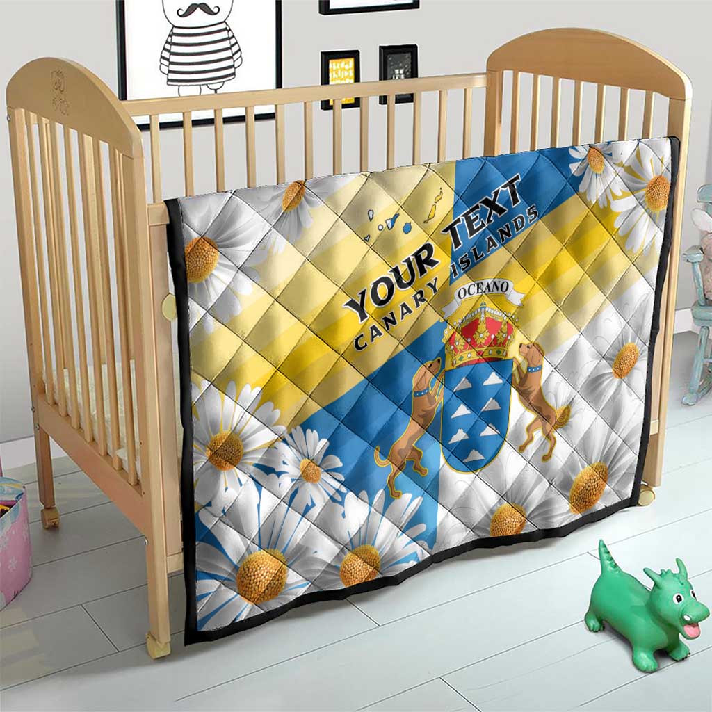 Personalized Islas Canarias Quilt Coat Of Arms With Argyranthemum Frutescens