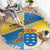 Personalized Islas Canarias Round Carpet Coat Of Arms With Argyranthemum Frutescens