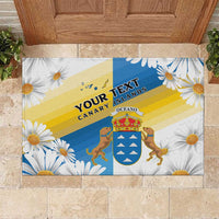 Personalized Islas Canarias Rubber Doormat Coat Of Arms With Argyranthemum Frutescens