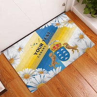 Personalized Islas Canarias Rubber Doormat Coat Of Arms With Argyranthemum Frutescens