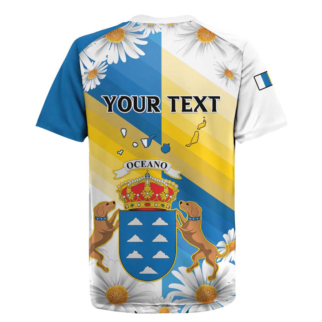 Personalized Islas Canarias Rugby Jersey Coat Of Arms With Argyranthemum Frutescens