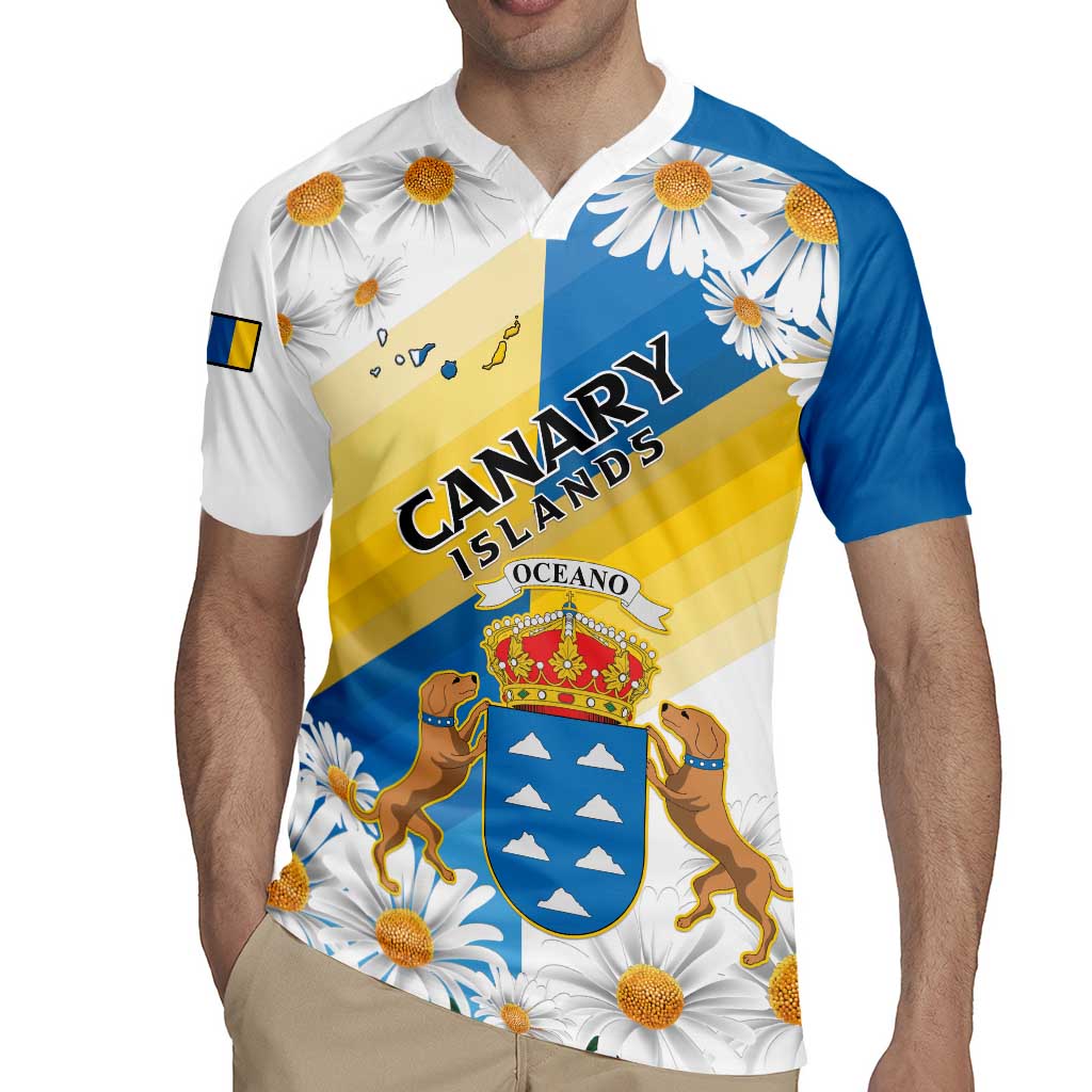 Personalized Islas Canarias Rugby Jersey Coat Of Arms With Argyranthemum Frutescens