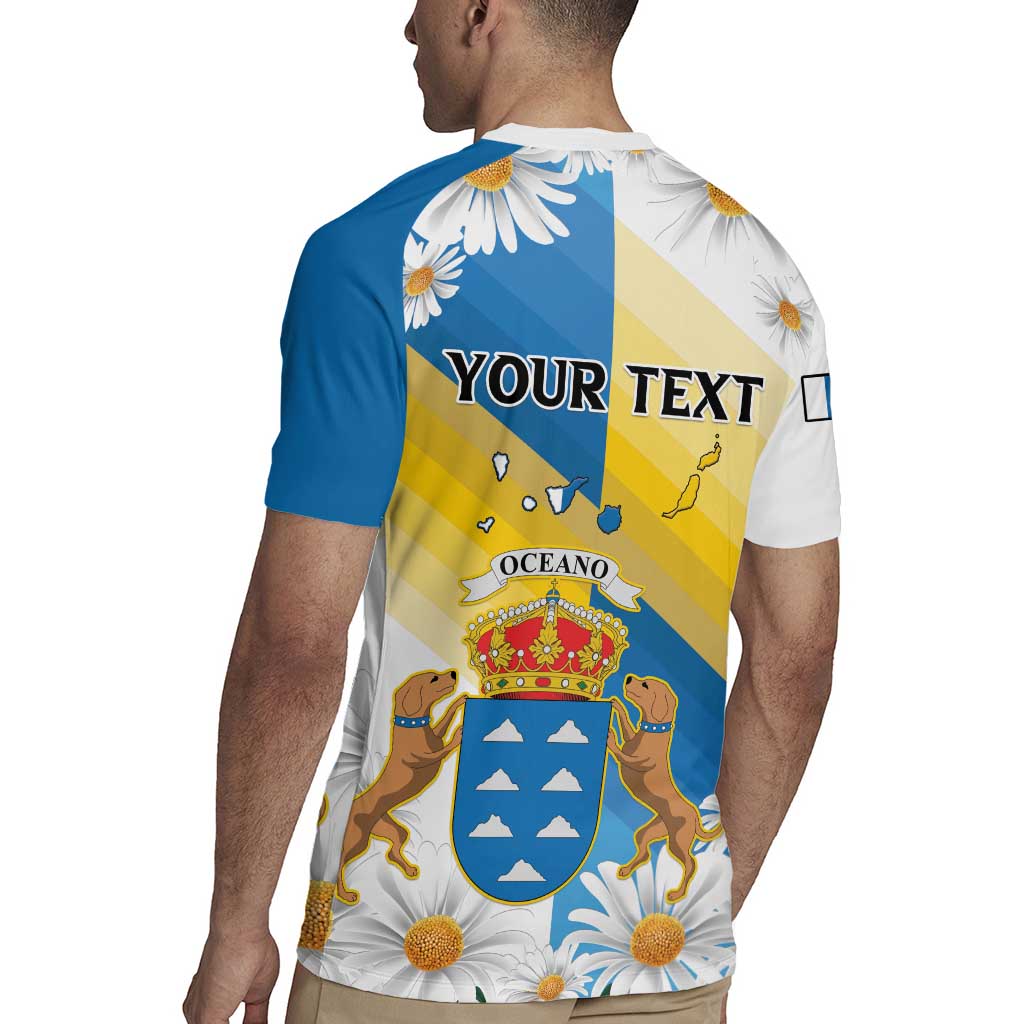 Personalized Islas Canarias Rugby Jersey Coat Of Arms With Argyranthemum Frutescens