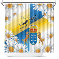 Personalized Islas Canarias Shower Curtain Coat Of Arms With Argyranthemum Frutescens