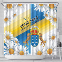 Personalized Islas Canarias Shower Curtain Coat Of Arms With Argyranthemum Frutescens