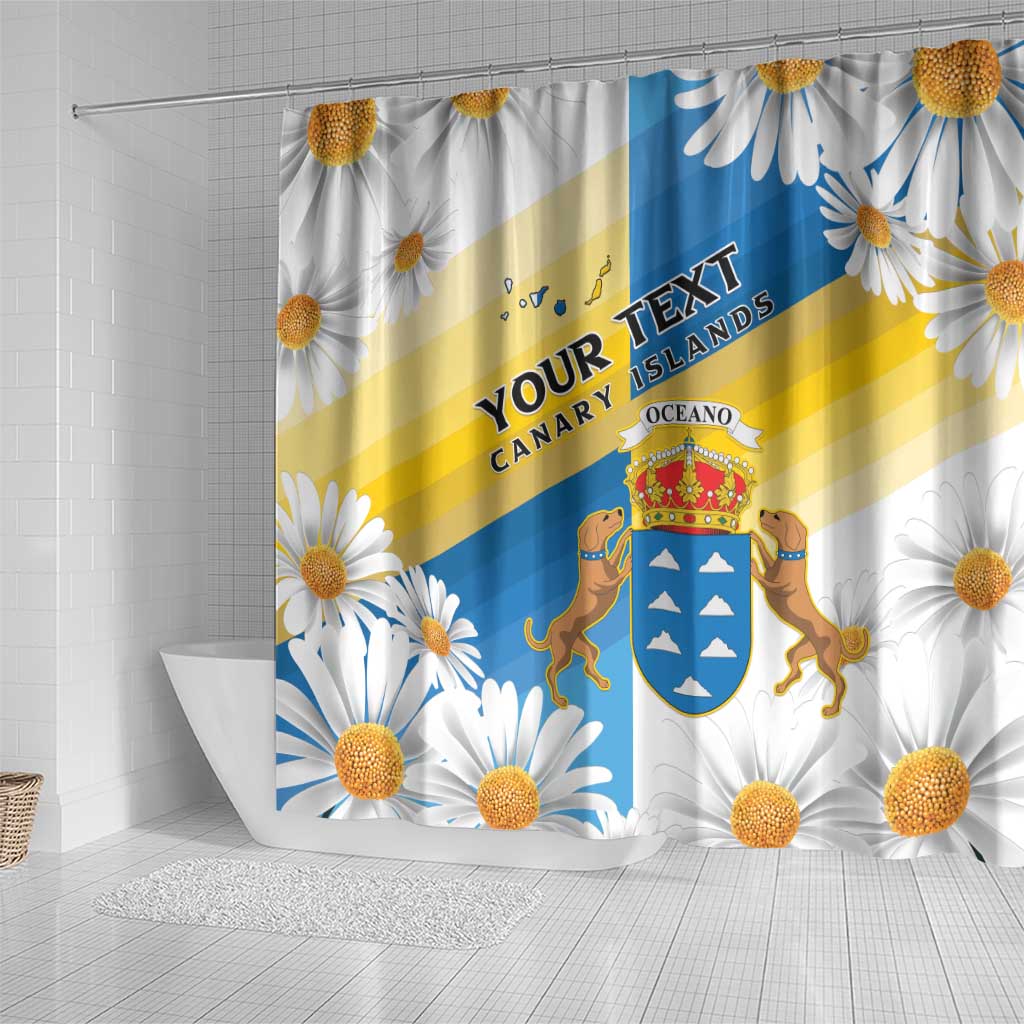 Personalized Islas Canarias Shower Curtain Coat Of Arms With Argyranthemum Frutescens