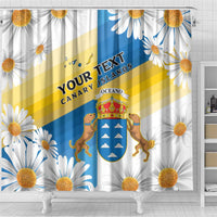 Personalized Islas Canarias Shower Curtain Coat Of Arms With Argyranthemum Frutescens