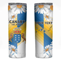 Personalized Islas Canarias Skinny Tumbler Coat Of Arms With Argyranthemum Frutescens