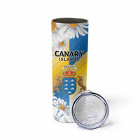 Personalized Islas Canarias Skinny Tumbler Coat Of Arms With Argyranthemum Frutescens