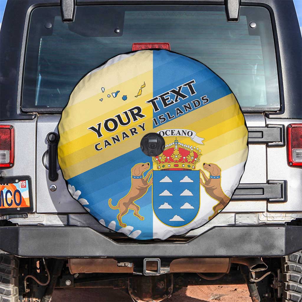 Personalized Islas Canarias Spare Tire Cover Coat Of Arms With Argyranthemum Frutescens