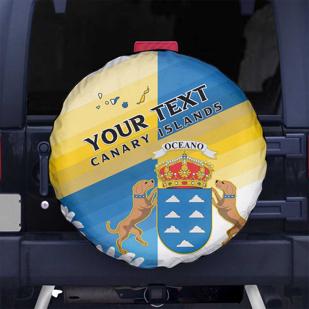 Personalized Islas Canarias Spare Tire Cover Coat Of Arms With Argyranthemum Frutescens